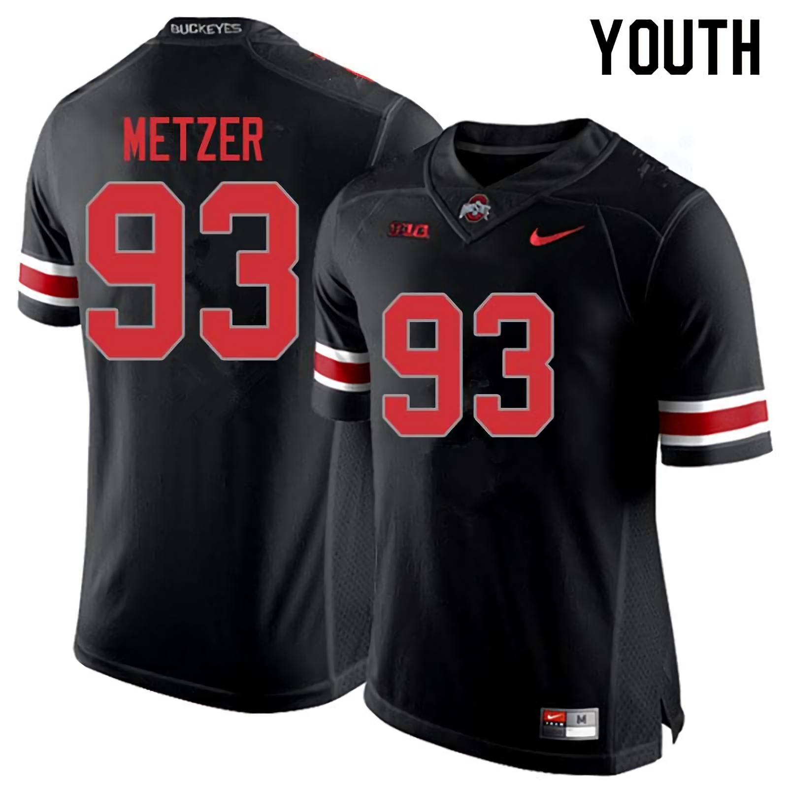 Jake Metzer Ohio State Buckeyes Youth NCAA #93 Nike Blackout College Stitched Football Jersey BEN0556TT